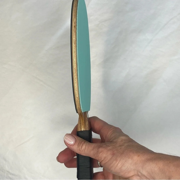 NEW TIFFANY & CO Table Tennis Racket/3 Balls Blue/Black Leather  American Walnut - Picture 9 of 16